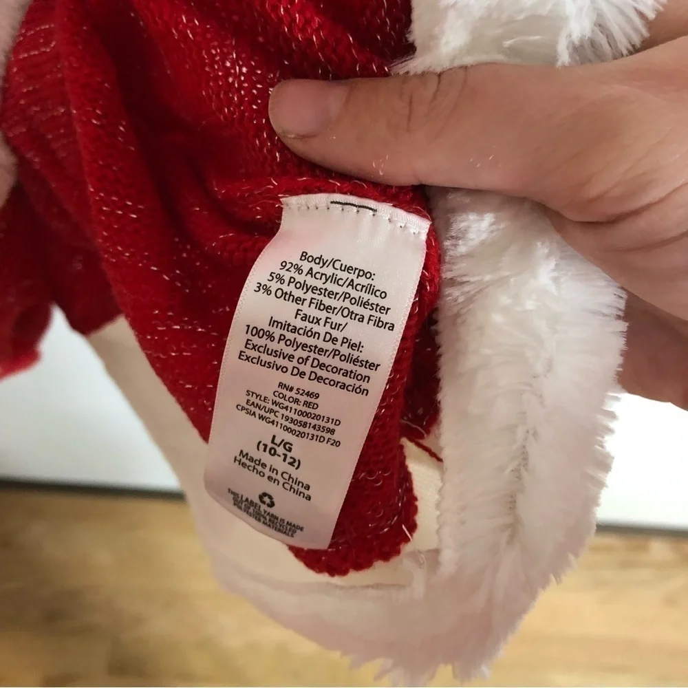 Holiday Time Santa Claus Dress NWT Large 10 12 Red White Black Christmas